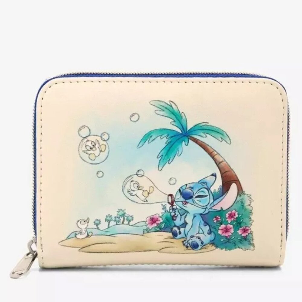 Loungefly Disney Lilo And Stitch Wallet Stitch Bubbles Ducklings Zip Around - Picture 1 of 4